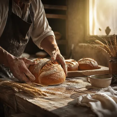 Fresh Artisan Loaves in Rustic Bakery