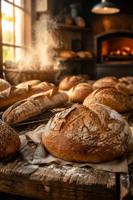 Fresh Artisan Bread Loaves at Sunrise