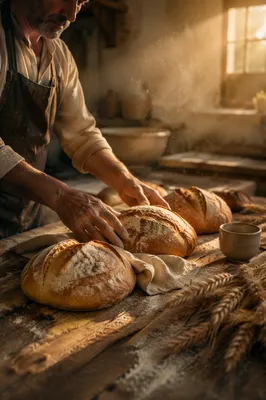 Fresh Artisan Loaves in Rustic Bakery