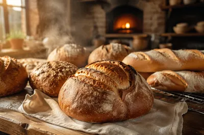 Fresh Artisan Bread Loaves at Sunrise