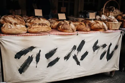 Artisan Bakery Stall with Fresh Rustic Loaves