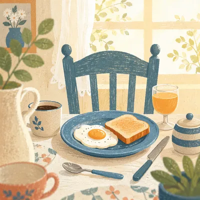 Cozy Morning Breakfast Table With Egg And Coffee