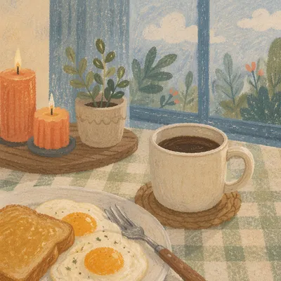 Cozy Morning Breakfast by Soft Window Light