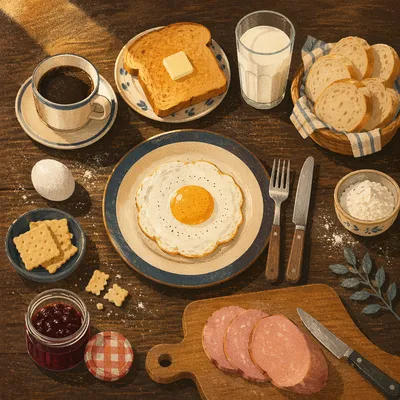 Cozy Morning Breakfast Table Flat Lay
