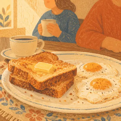 Cozy Morning Eggs Toast and Coffee