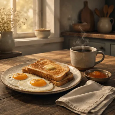 Rustic Morning Breakfast by Sunlit Window