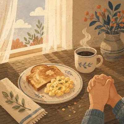 Thankful Morning Breakfast Table with Coffee
