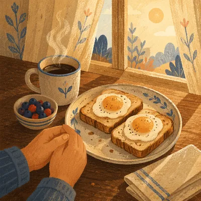 Peaceful Morning Breakfast with Grateful Hands