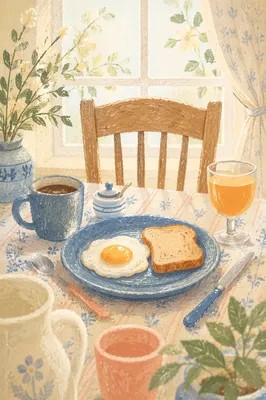 Cozy Morning Breakfast with Egg and Coffee