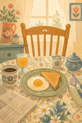 Cozy Sunlit Breakfast Table With Eggs