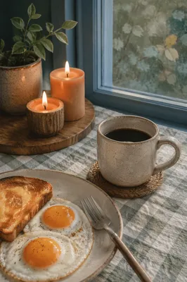 Cozy Morning Breakfast by Soft Window Light
