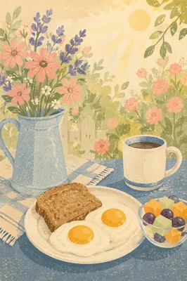 Sunny Morning Breakfast Tray with Garden Flowers