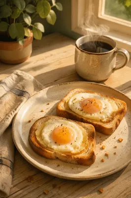 Cozy Breakfast Table with Eggs and Coffee