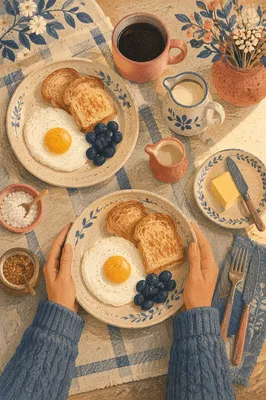 Cozy Breakfast Flat Lay with Eggs