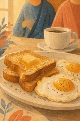 Cozy Morning Toast Eggs and Coffee