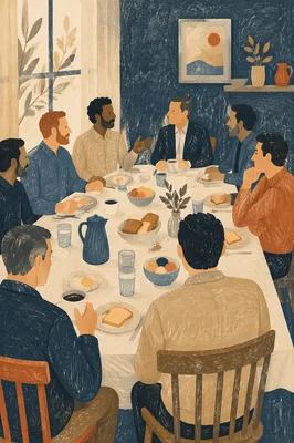 Morning Breakfast Fellowship at Church Table