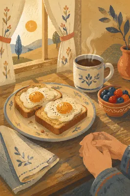 Peaceful Breakfast Table with Grateful Hands