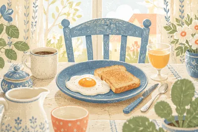 Cozy Spring Breakfast Table With Eggs