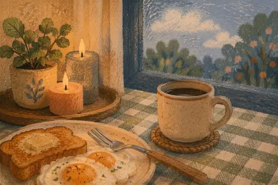 Cozy Morning Breakfast by Soft Window Light