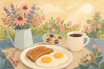 Sunny Garden Breakfast Tray with Eggs