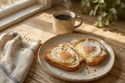 Cozy Breakfast Eggs Toast and Coffee