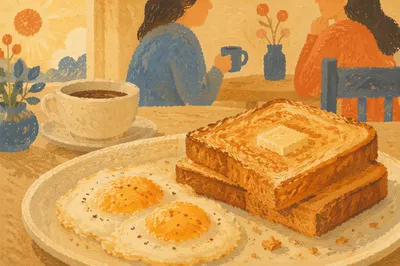 Cozy Morning Breakfast with Toast and Eggs