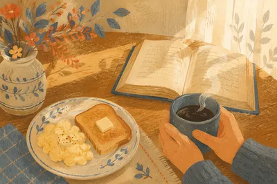 Cozy Breakfast Table with Coffee and Toast