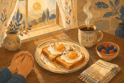 Peaceful Morning Breakfast with Grateful Hands