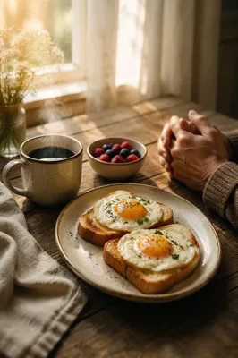 Peaceful Morning Breakfast with Coffee and Gratitude