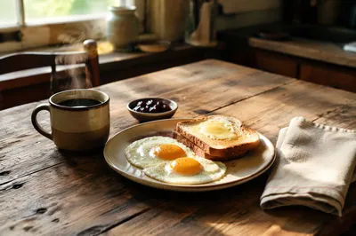 Rustic Morning Breakfast by Sunlit Window