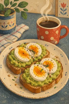 Cozy Avocado Egg Toast Breakfast Scene