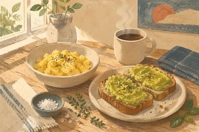 Cozy Breakfast Spread with Avocado Toast