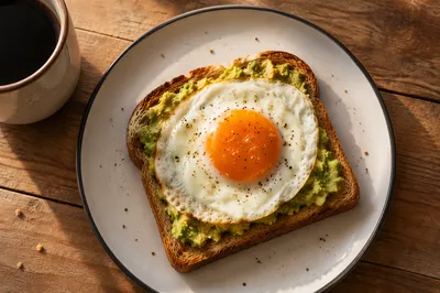 Avocado Egg Toast Breakfast Table Scene