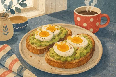 Cozy Avocado Egg Toast Breakfast Scene