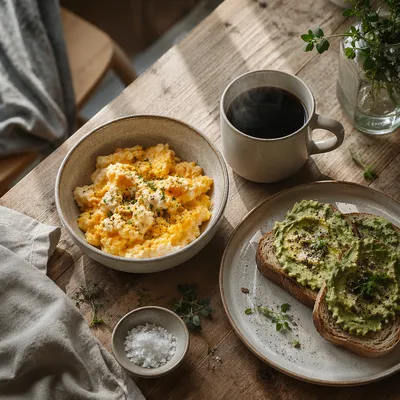 Cozy Breakfast Spread with Avocado Toast
