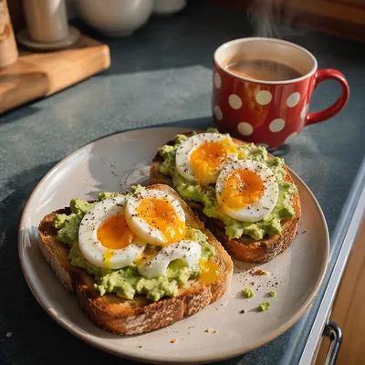 Cozy Avocado Egg Toast Breakfast Scene