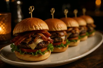 Gourmet Mini Burgers in Cozy Restaurant