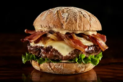 Gourmet Restaurant Burger Close Up