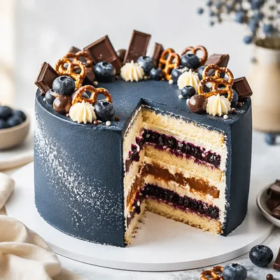 Artisanal Blue Buttercream Cake Slice