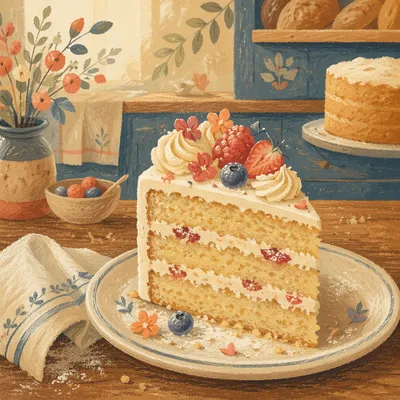 Warm Morning Vanilla Cake Slice