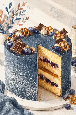 Charcoal Blue Layer Cake Slice Dessert