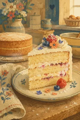 Warm Bakery Vanilla Celebration Cake Slice
