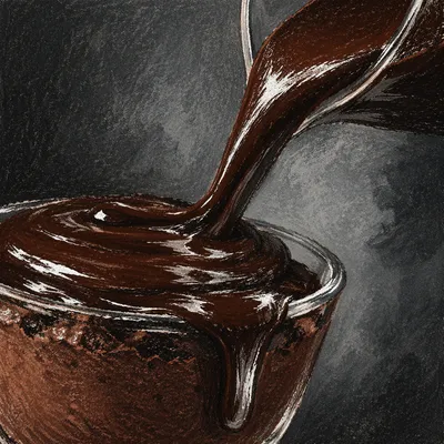Glossy Dark Chocolate Dessert Pour Close Up