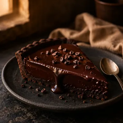 Dark Rich Chocolate Tart Close-Up