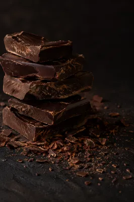 Rich Dark Chocolate Close Up on Black Stone