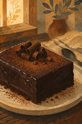 Rich Chocolate Dessert in Warm Kitchen Light