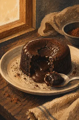 Rich Molten Chocolate Dessert Close Up