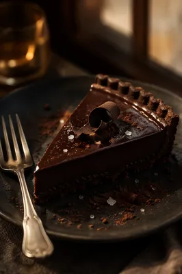 Rich Dark Chocolate Ganache Tart Close-Up
