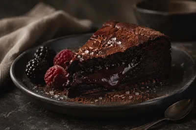 Moody Dark Chocolate Torte Close-Up