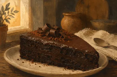 Rich Chocolate Dessert in Warm Kitchen Light